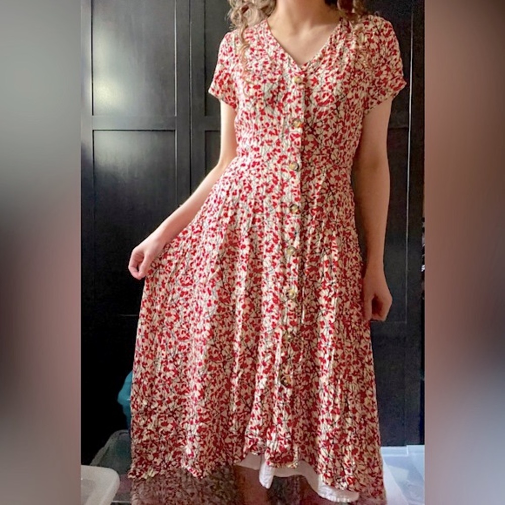 Short Sleeved Berry Midi Dress